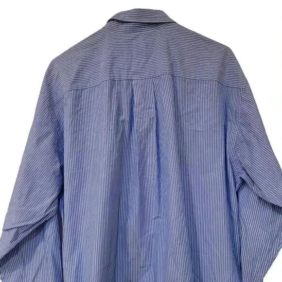 Nautica Men's Power Blue White Striped Cotton Dress Shirt - Picture 5 of 10